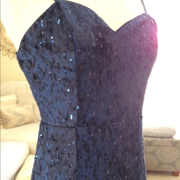 ❤️Lulus Simply Elegant Navy Blue Sequin Maxi Dress - Picture 7 of 9